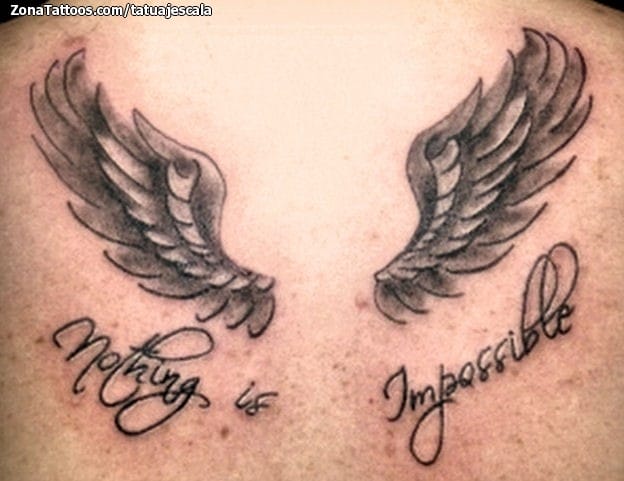 Tattoo photo Wings, Messages, Letters