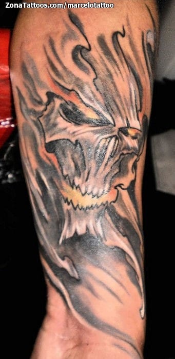 Tattoo photo Skulls, Monsters, Forearm