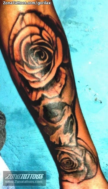 Tattoo photo Skulls, Roses, Flowers