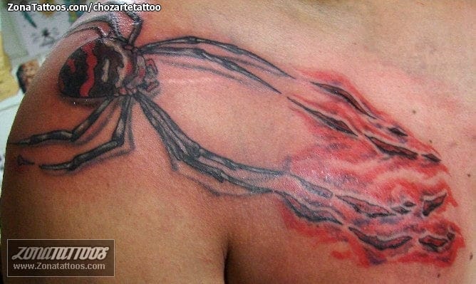 Foto de tatuaje Arañas, Grietas, Hombro