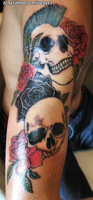 Tattoo photo Skulls, Roses, Flowers