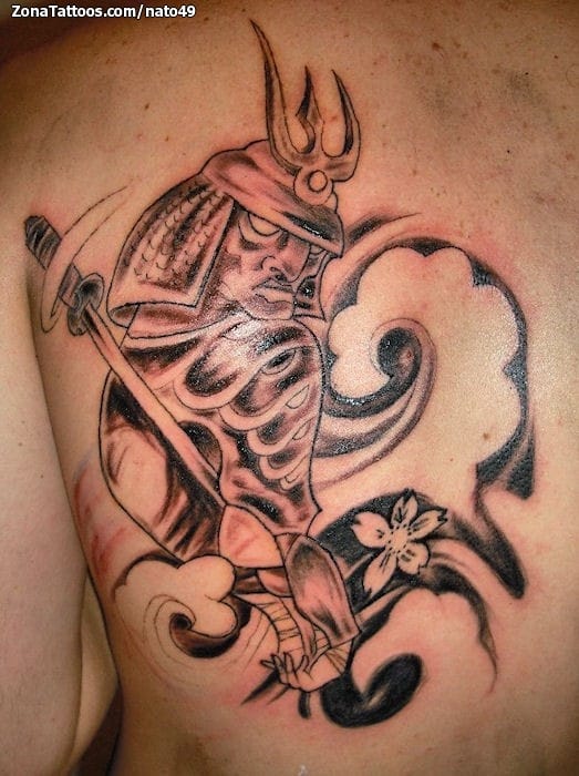 Foto de tatuaje Samurais, Orientales, Espalda