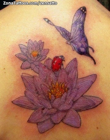 Foto de tatuaje Lotos, Mariposas, Mariquitas