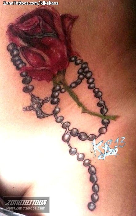 Tattoo photo Roses, Rosaries, Flowers