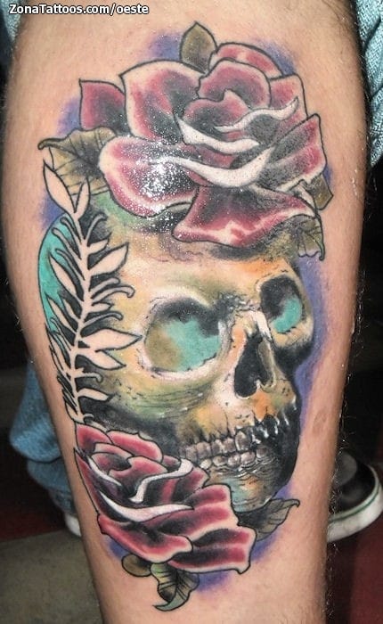 Foto de tatuaje Calaveras, Rosas, Flores