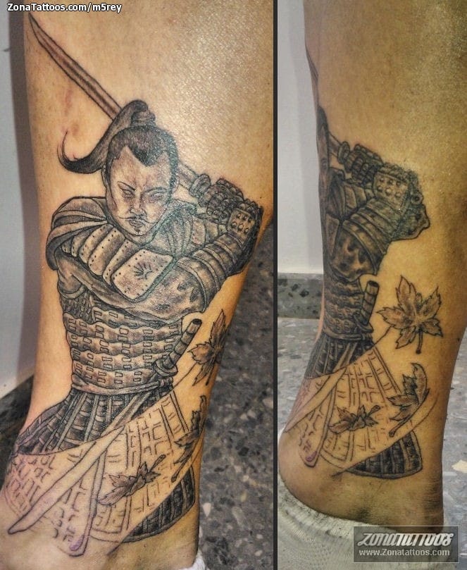 Foto de tatuaje Samurais, Orientales, Pierna