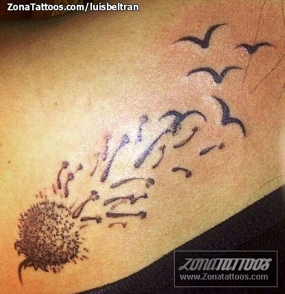 Tattoo photo Dandelions, Birds, Silhouettes