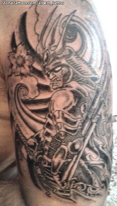 Tattoo of Samurai, Asian, Arm