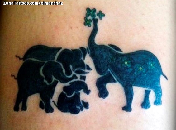 Tattoo photo Elephants, Silhouettes, Animals