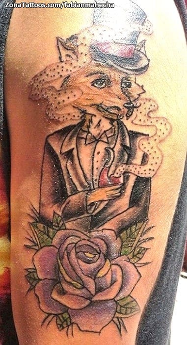 Tattoo photo Foxes, Animals, Roses