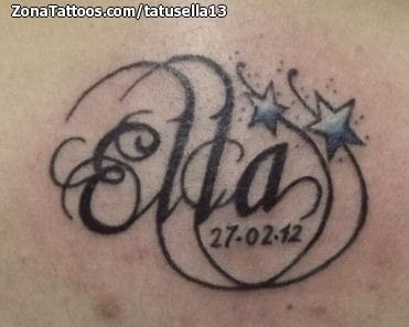 Foto de tatuaje Nombres, Estrellas, Letras