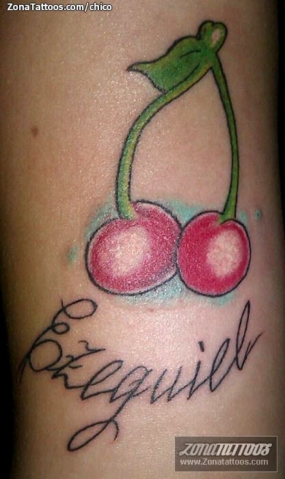 Tattoo photo Ezequiel, Names, Cherries