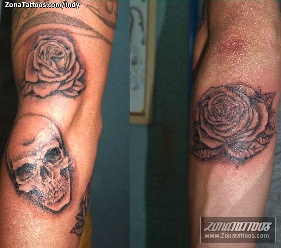 Tattoo photo Roses, Skulls, Flowers