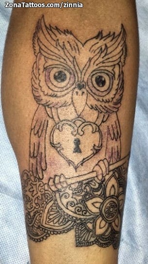 Tattoo photo Owls, Birds, Flowers