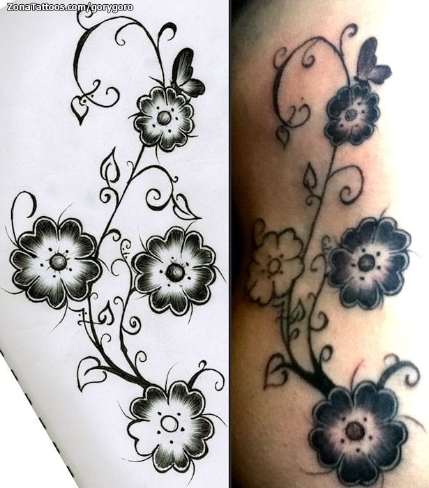 Foto de tatuaje Flores, Filigranas