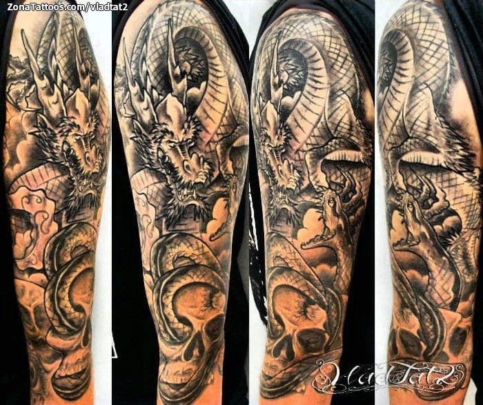 Foto de tatuaje Dragones, Calaveras, Fantasía