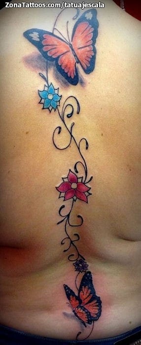 Foto de tatuaje Mariposas, Flores, Filigranas