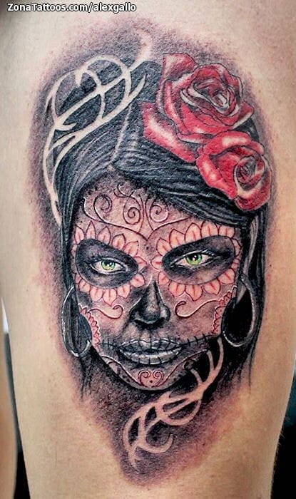 Foto de tatuaje Catrinas, Rosas, Flores