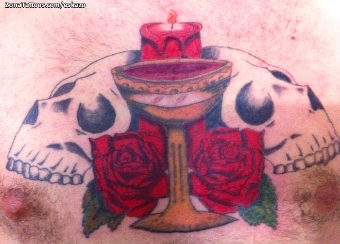 Foto de tatuaje Rosas, Calaveras, Velas