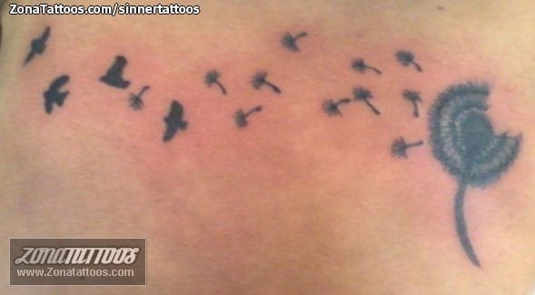 Tattoo photo Dandelions, Birds, Silhouettes