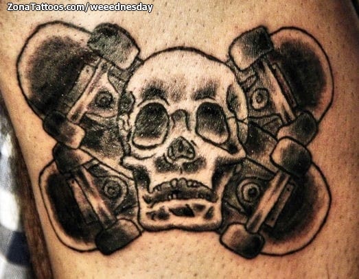 Foto de tatuaje Calaveras, Skate