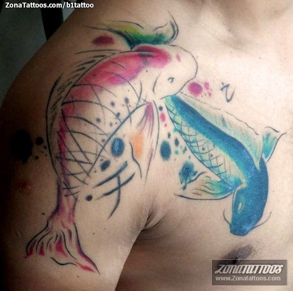 Tattoo photo Fish, Animals, Chest