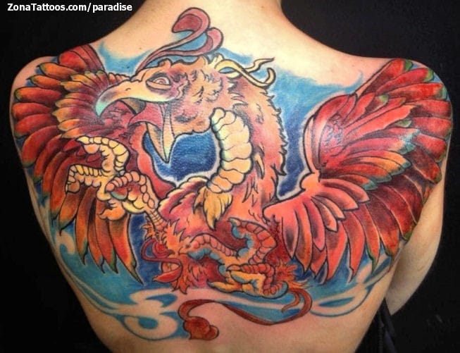 Tattoo photo Phoenix, Fantasy, Back