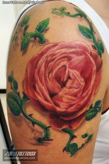 Foto de tatuaje Rosas, Hojas, Flores