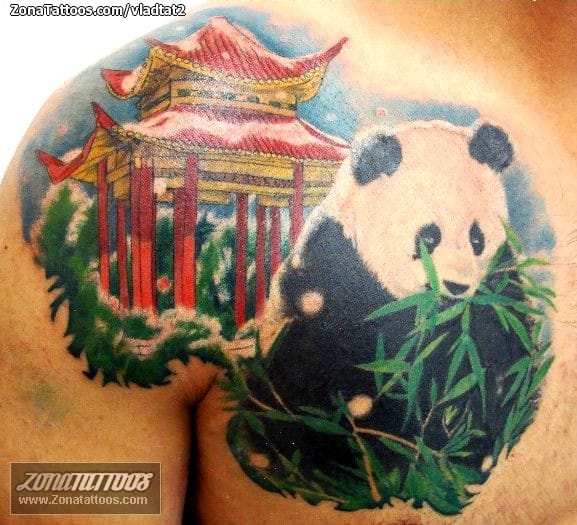 Tattoo photo Panda, Bamboo, Asian