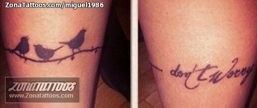 Foto de tatuaje Aves, Siluetas, Letras