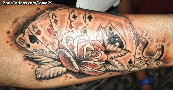 Foto de tatuaje Naipes, Rosas, Flores