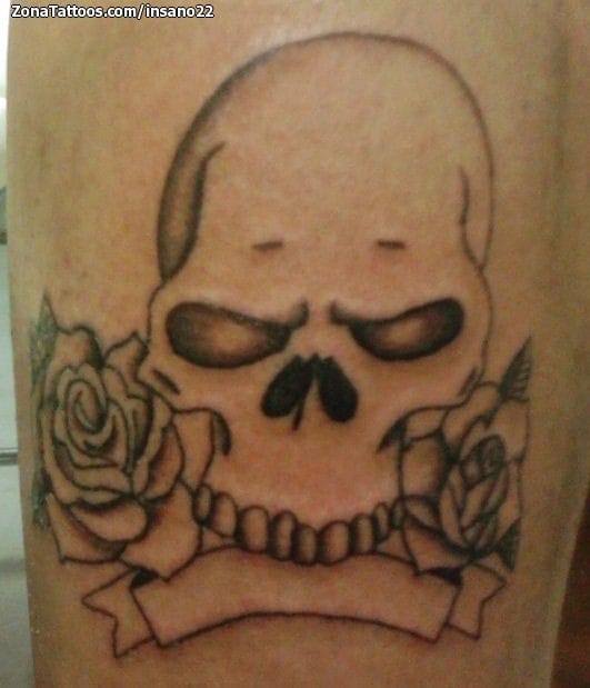 Tattoo photo Skulls, Roses, Flowers