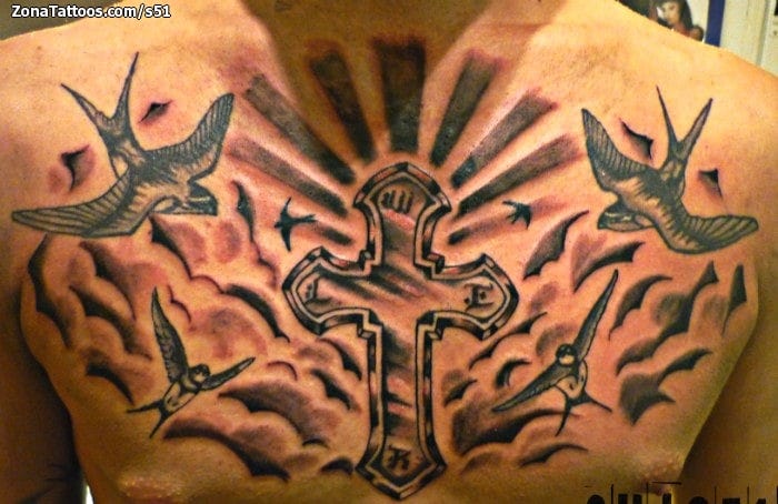 Foto de tatuaje Cruces, Aves, Religiosos