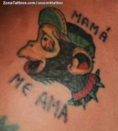 Foto de tatuaje Monos, Letras, Old School