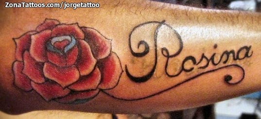 Foto de tatuaje Nombres, Letras, Rosas