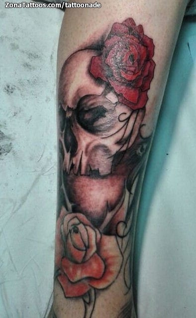 Tattoo photo Skulls, Roses, Flowers