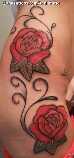 Foto de tatuaje Rosas, Flores, Filigranas