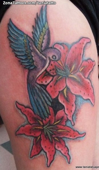 Foto de tatuaje Flores, Aves, Animales