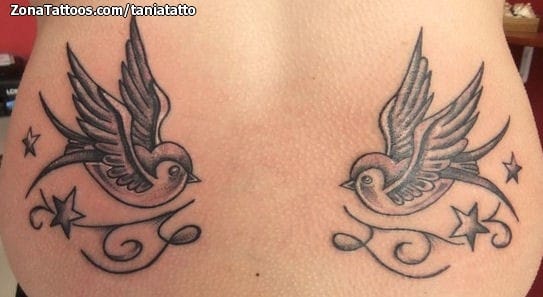 Foto de tatuaje Golondrinas, Aves, Filigranas