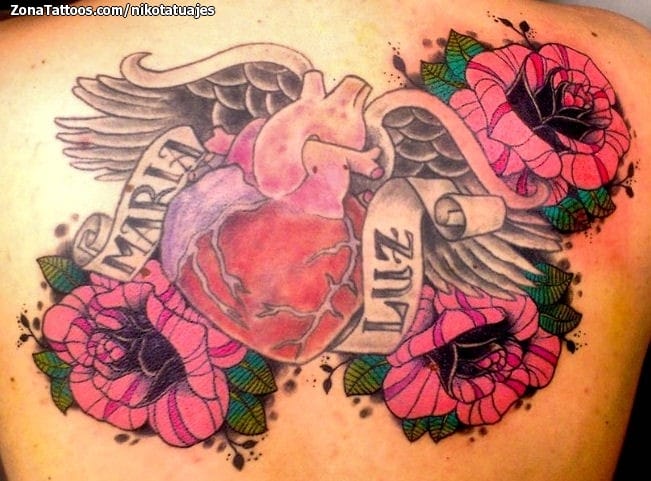 Foto de tatuaje Rosas, Flores, Corazones