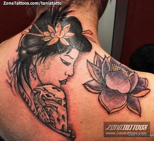 Foto de tatuaje Geishas, Lotos, Flores