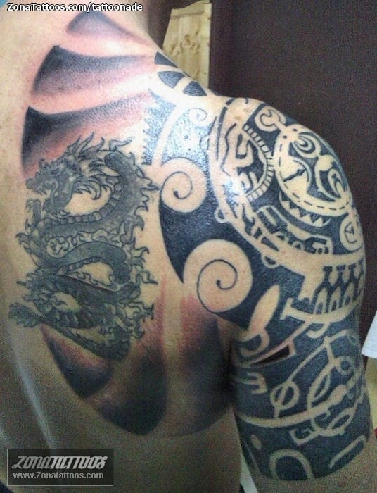 Tattoo photo Maori, Dragons, Asian