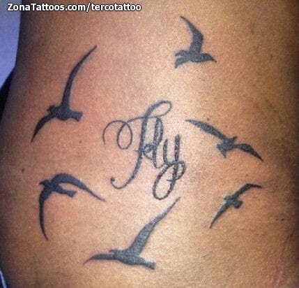 Foto de tatuaje Letras, Aves, Animales