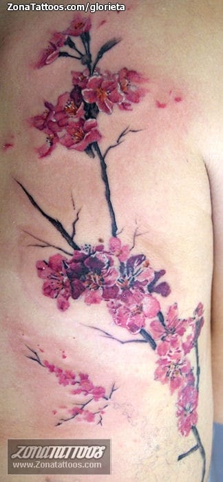 Foto de tatuaje Cerezos, Flores, Espalda