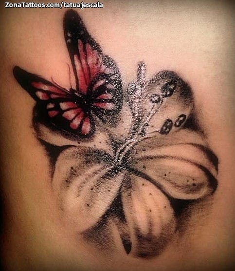 Foto de tatuaje Mariposas, Lirios, Flores