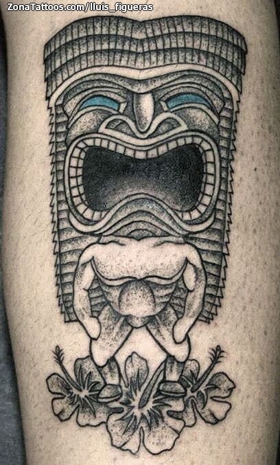 Foto de tatuaje Tikis, Puntillismo