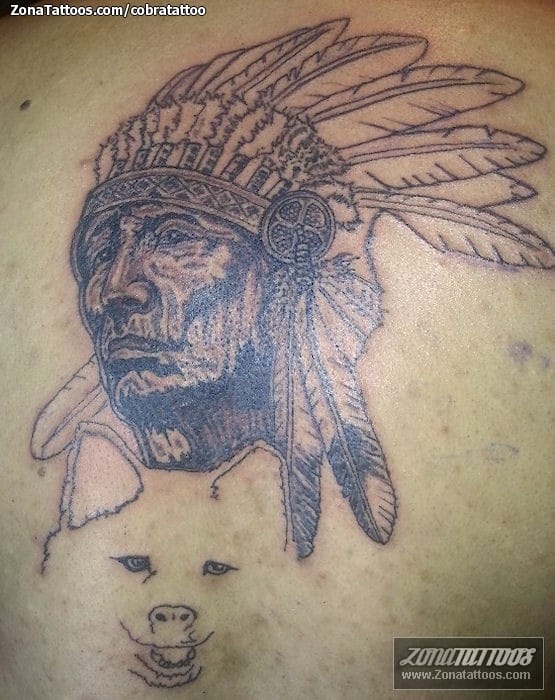 Tattoo photo Indians, Wolfs, People