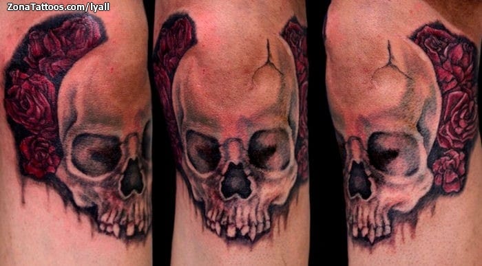 Foto de tatuaje Calaveras, Rosas, Flores