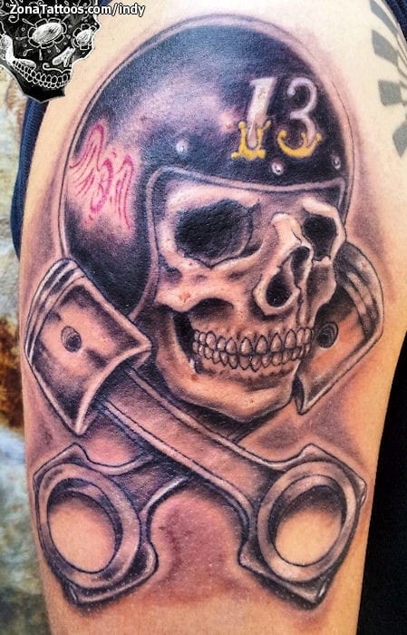 Tattoo photo Skulls, Helmets, Numbers