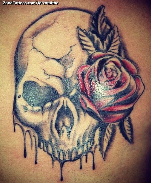 Tattoo photo Skulls, Roses, Flowers